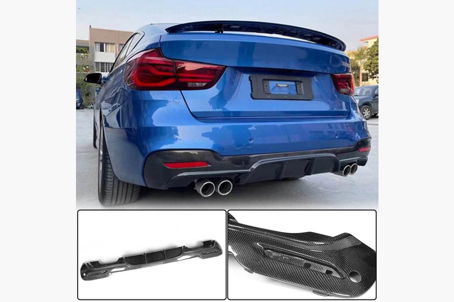 BMW 3 Series F34 2013–2020 Rear Bumper Diffuser V4 (for F34 M-Sport, Carbon) Image