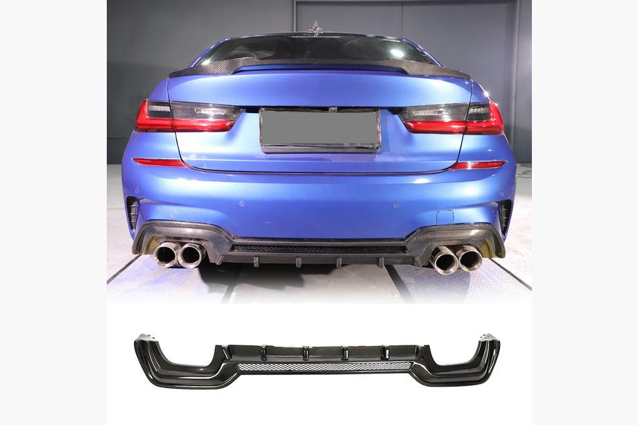 BMW 3 Series G20/G21 2018- Rear Bumper Diffuser V2 (for M-Sport 2018-2022, Carbon) Image