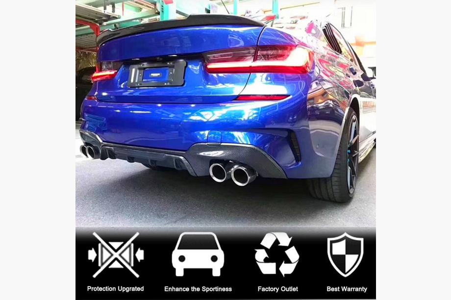 BMW 3 Series G20/G21 2018- Rear Bumper Diffuser V4 for M-Sport 2018-2022, Carbon Photo 2