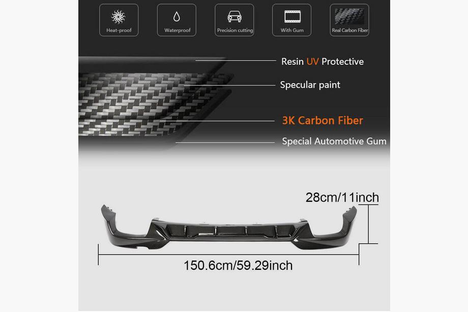 BMW 3 Series G20/G21 2018- Rear Bumper Diffuser V4 for M-Sport 2018-2022, Carbon Photo 5