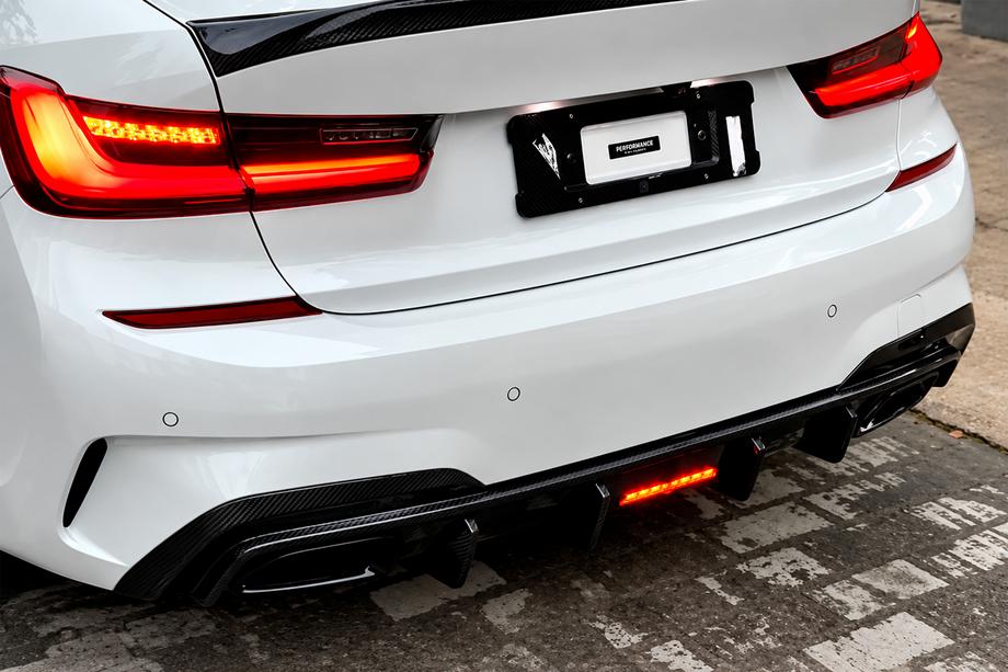 BMW 3 Series G20/G21 2018- Rear Bumper Diffuser V6 (for M-Sport 2018-2022, Carbon) Photo 1