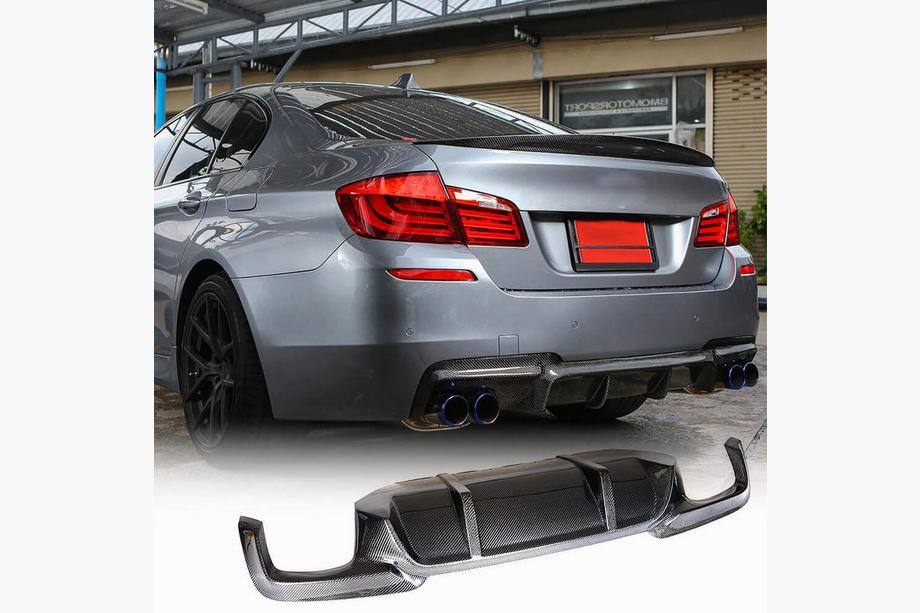 BMW 5 Series F10/F11 2010–2016 Rear Bumper Diffuser V1 for F10 M-Sport, Carbon Photo 1