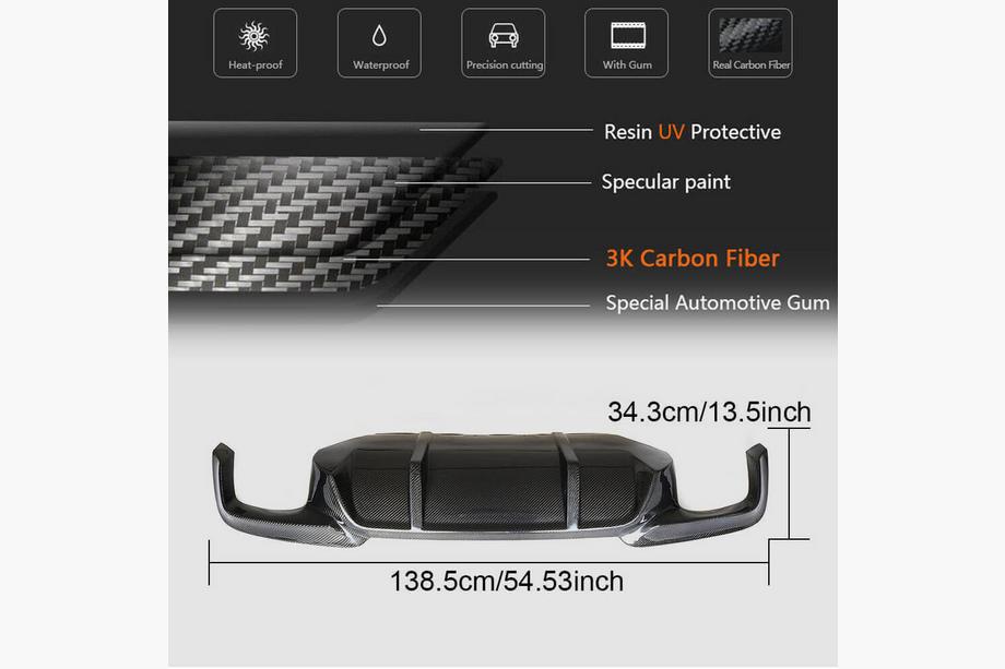 BMW 5 Series F10/F11 2010–2016 Rear Bumper Diffuser V1 for F10 M-Sport, Carbon Photo 4