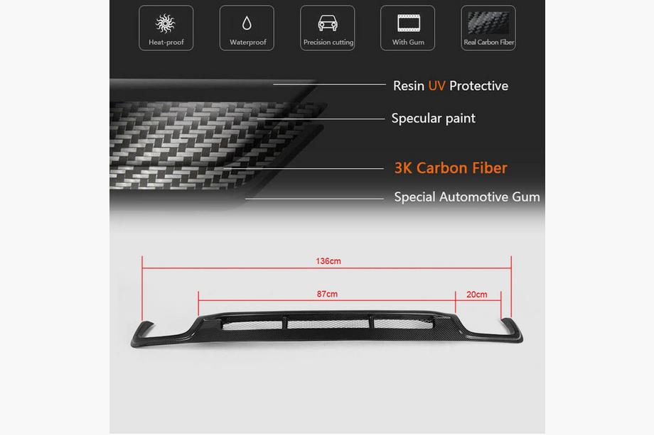 BMW 5 Series F10/F11 2010–2016 Rear Bumper Diffuser for F10 Base 2010-2013, Carbon Photo 5