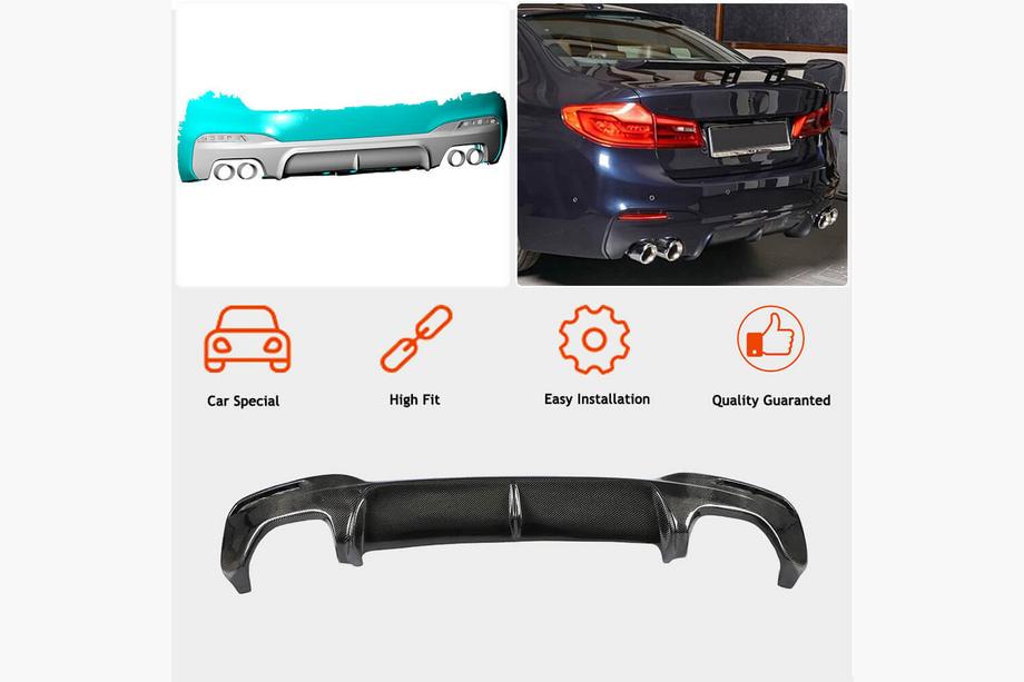 BMW 5 Series G30/G31 2017–2023 Rear bumper diffuser V3 for M-Sport/M5 F90 (Carbon) Photo 2