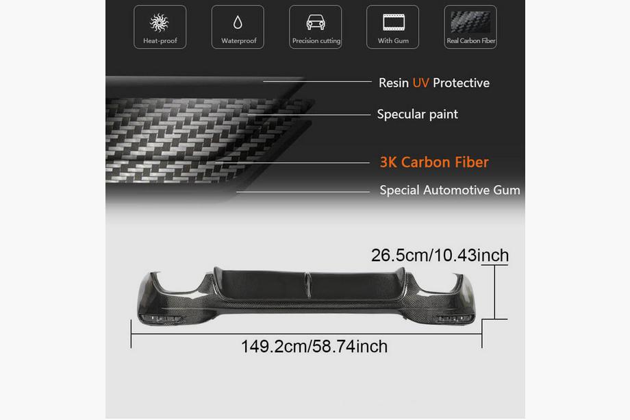 BMW 5 Series G30/G31 2017–2023 Rear bumper diffuser V3 for M-Sport/M5 F90 (Carbon) Photo 5
