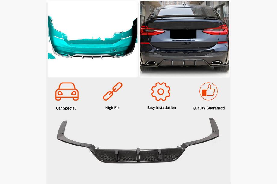 BMW 6 Series G32 2017- Rear Bumper Diffuser V2 (for M-Sport 2017-2020, Carbon) Photo 2