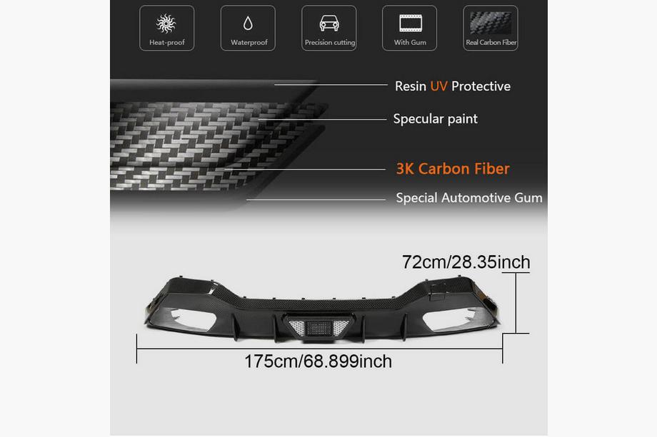 BMW 8 Series G14/G15/G16 2018- Rear Bumper Diffuser V1 for G14/G15 M-Sport, Carbon Photo 4
