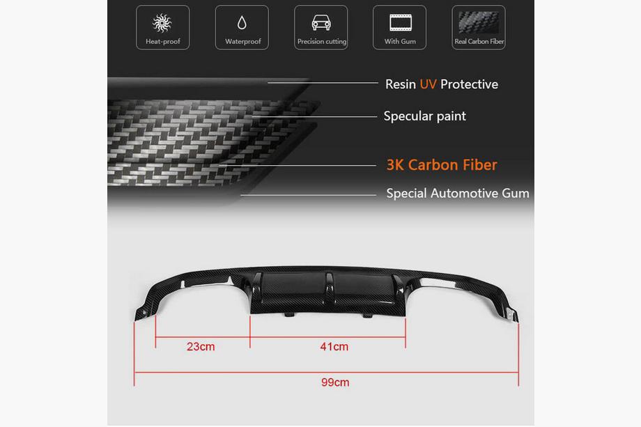BMW 3 Series F30/F31 2012-2019 Rear Bumper Diffuser Carbon V11 (for F80) Photo 6