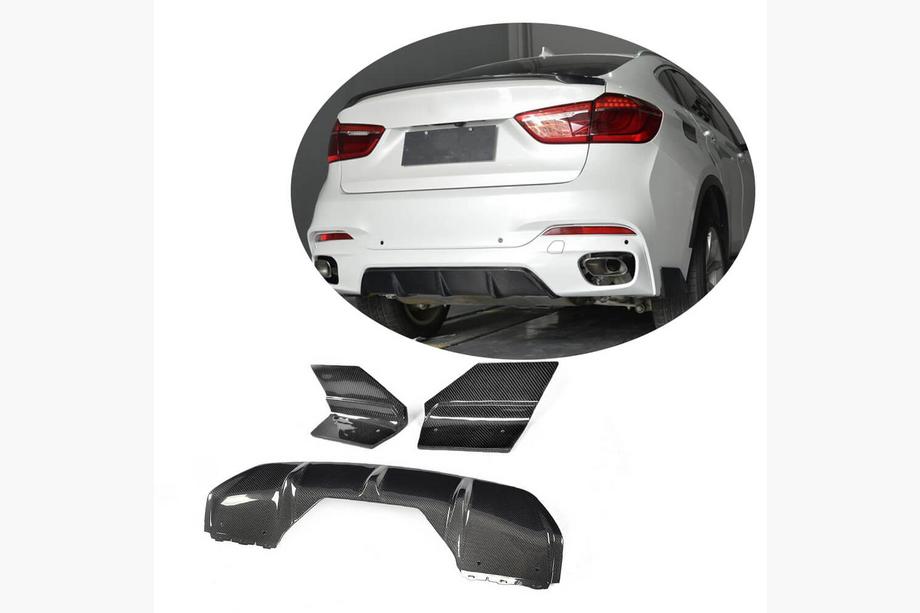 BMW X6 F16 2014-2019 Rear Bumper Diffuser V1 (for M-Sport, Carbon) Image
