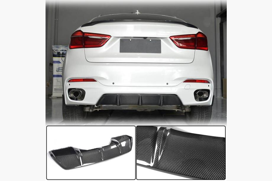 BMW X6 F16 2014-2019 Rear Bumper Diffuser V2 (for M-Sport, Carbon) Image