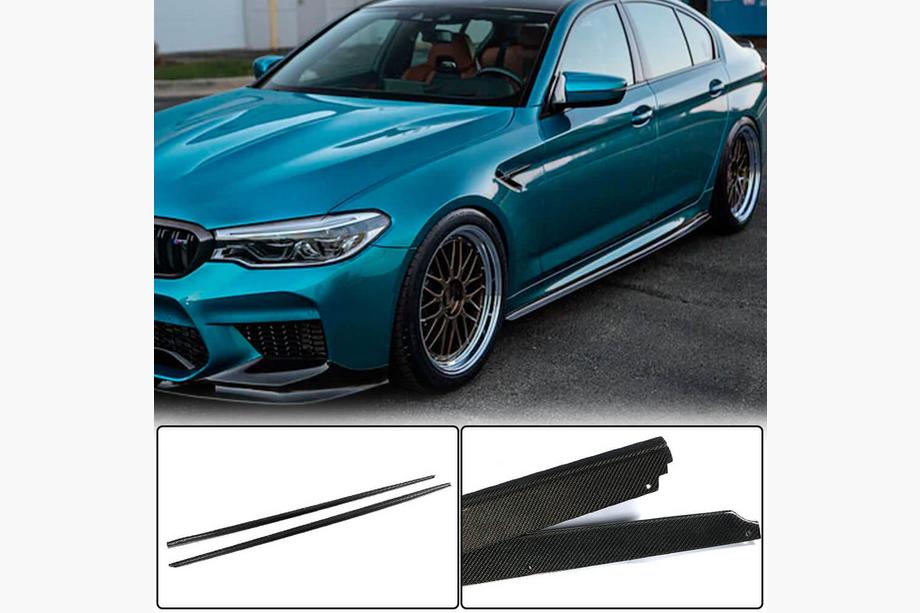 BMW 5 Series G30/G31 2017–2023 Side skirt extensions V2 (for M-Sport/M5, Carbon) Image