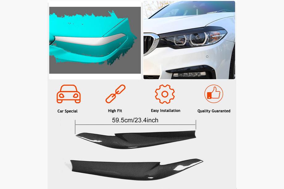 BMW 5 Series G30/G31 2017–2023 Headlight Eyelids Dry Carbon (2017-2020) Photo 2