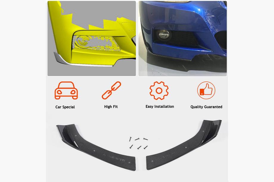 BMW 3 Series F30/F31 2012-2019 Front Bumper Flap Extensions (for F30 M-Sport, Carbon) Photo 2