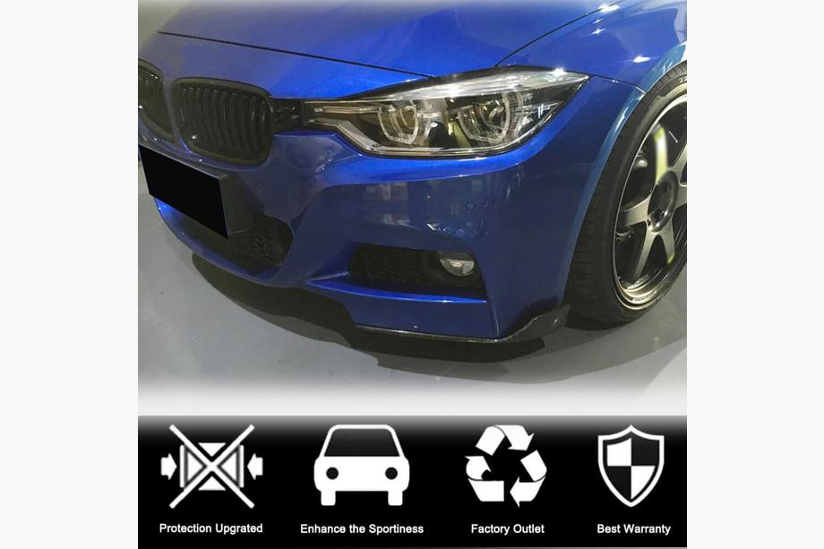 BMW 3 Series F30/F31 2012-2019 Front Bumper Flap Extensions (for F30 M-Sport, Carbon) Photo 3