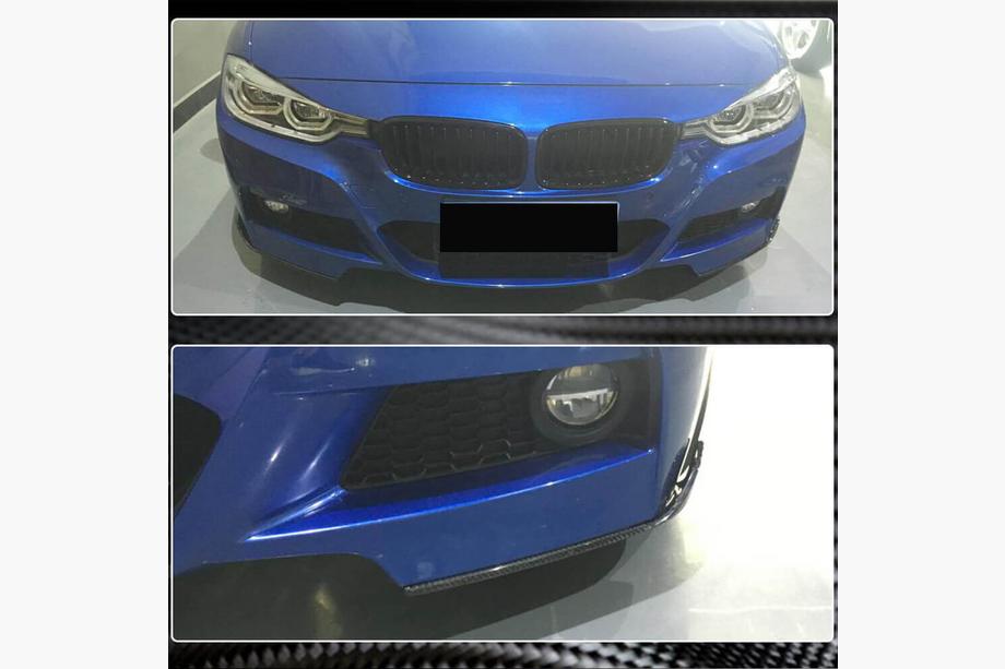 BMW 3 Series F30/F31 2012-2019 Front Bumper Flap Extensions (for F30 M-Sport, Carbon) Photo 4