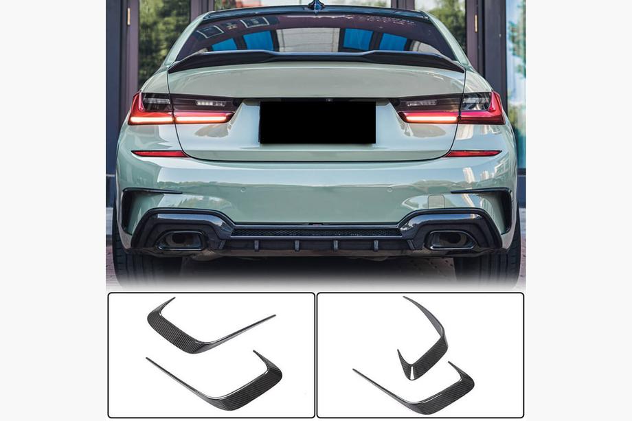 BMW 3 Series G20/G21 2018- Rear Bumper Flap Extensions (for M-Sport 2018-2022, Carbon) Photo 2