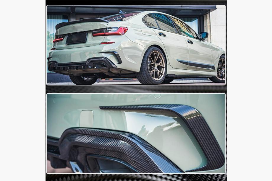 BMW 3 Series G20/G21 2018- Rear Bumper Flap Extensions (for M-Sport 2018-2022, Carbon) Photo 5