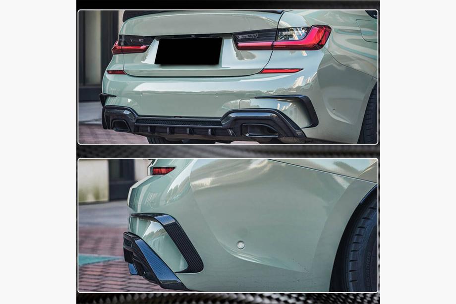 BMW 3 Series G20/G21 2018- Rear Bumper Flap Extensions (for M-Sport 2018-2022, Carbon) Photo 6