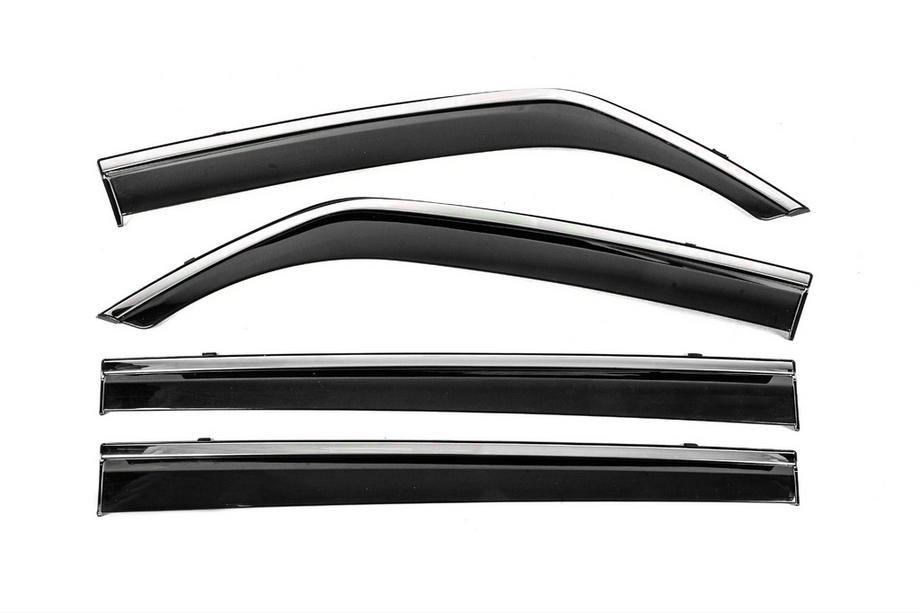 Mitsubishi Pajero Wagon III 1999-2006 Window Deflectors with Chrome Trim Niken Luxury (4 pcs) Image
