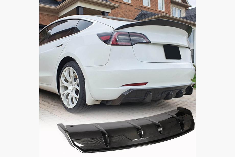 Tesla Model 3 2017- Rear Bumper Diffuser Carbon V3 (2016-2022) Image