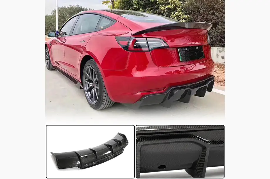 Tesla Model 3 2017- Rear Diffuser V2 (2017-2023, Carbon) Image