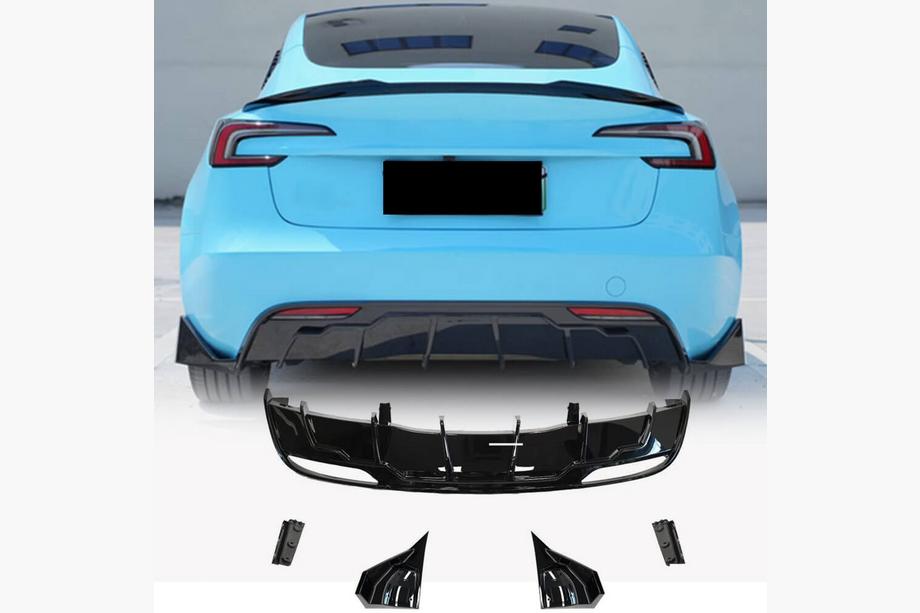Tesla Model 3 2017- Rear Bumper Diffuser ABS V6 Image