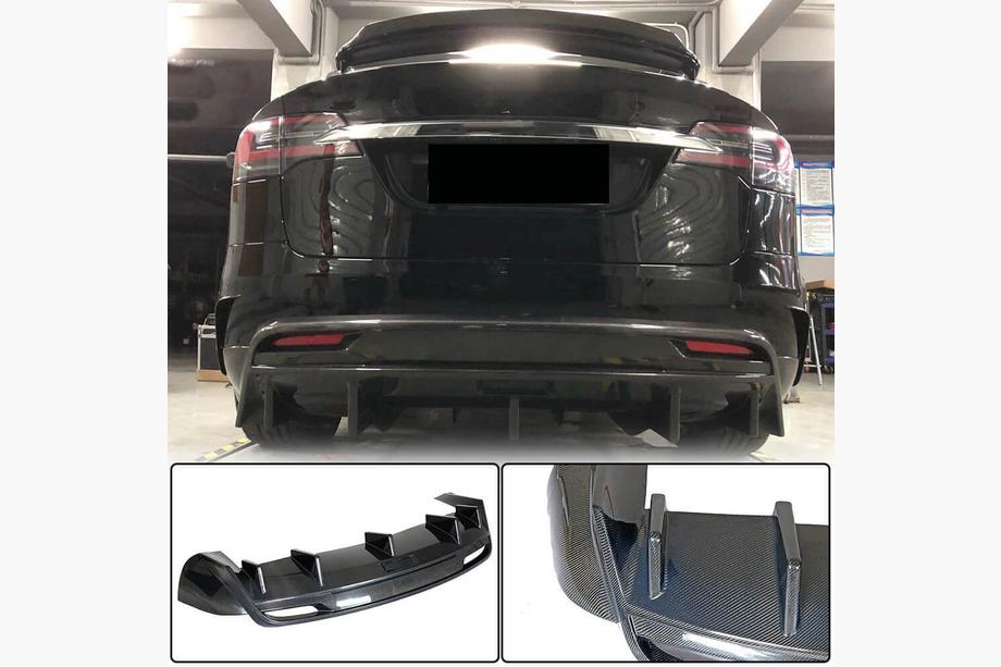 Tesla Model X 2015- Rear Bumper Diffuser Carbon V1 (2016-2020) Image
