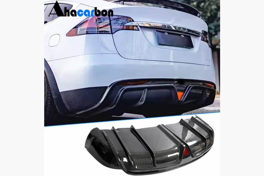 Tesla Model X 2015- Rear Diffuser for Plaid 2021-2025, Carbon Image