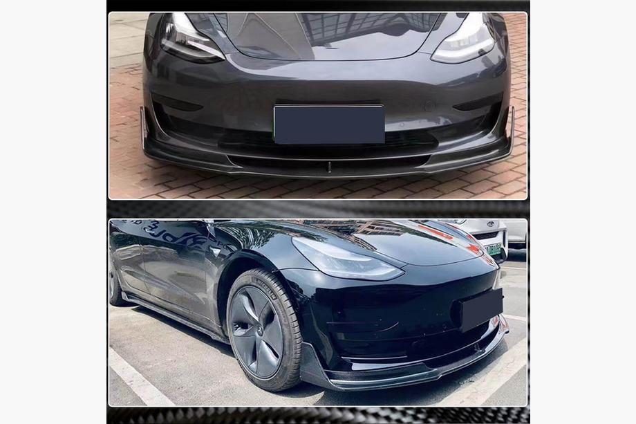 Tesla Model 3 2017- Front Bumper Lip V1 (2017-2023, Carbon) Photo 3