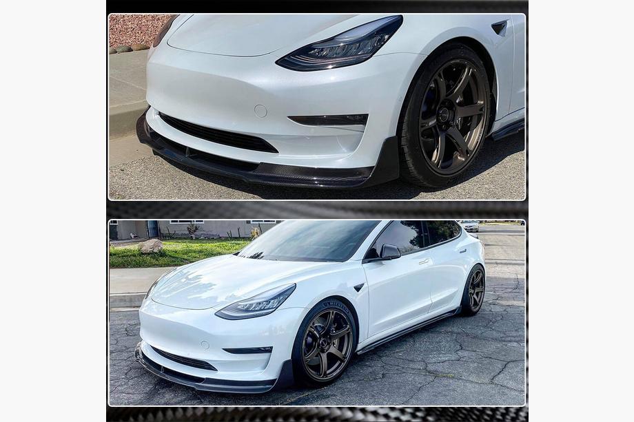 Tesla Model 3 2017- Front Bumper Lip V1 (2017-2023, Carbon) Photo 4