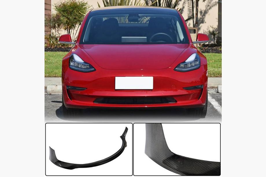 Tesla Model 3 2017- Front Bumper Lip V4 (2017-2023, Carbon) Image