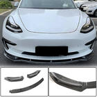Tesla Model 3 2017- Front Bumper Lip V5 (2017-2023, Carbon) photo 1
