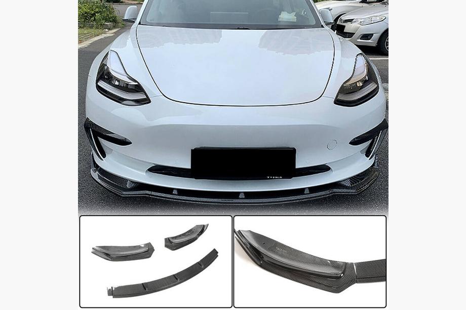 Tesla Model 3 2017- Front Bumper Lip V5 (2017-2023, Carbon) Image