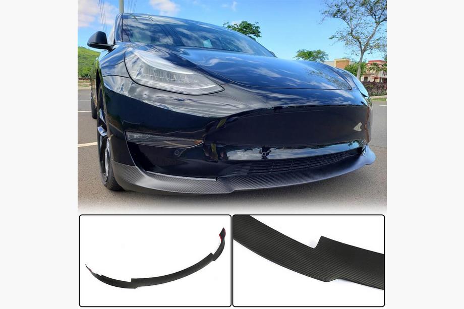 Tesla Model 3 2017- Front Bumper Lip V6 (2017-2023, Carbon) Image