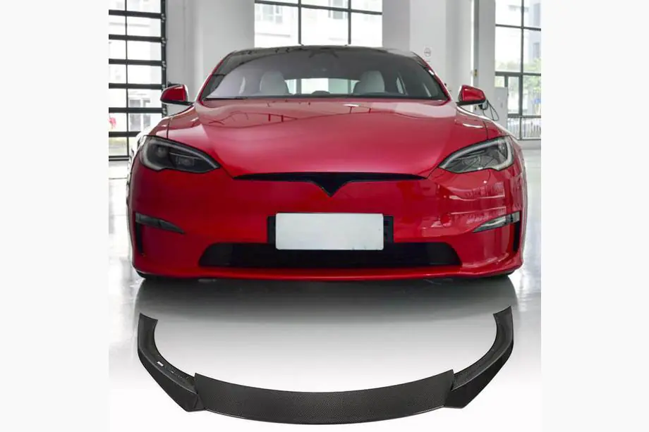 Tesla Model S 2012– Front Bumper Lip V1 (2021+, Carbon) Image