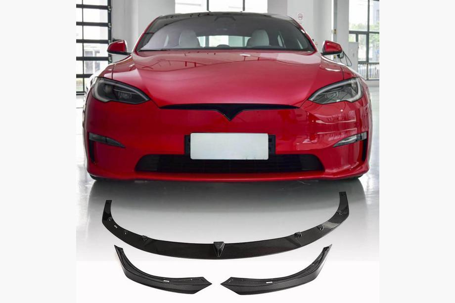 Tesla Model S 2012– Front Bumper Lip V2 (2021+, Carbon) Image