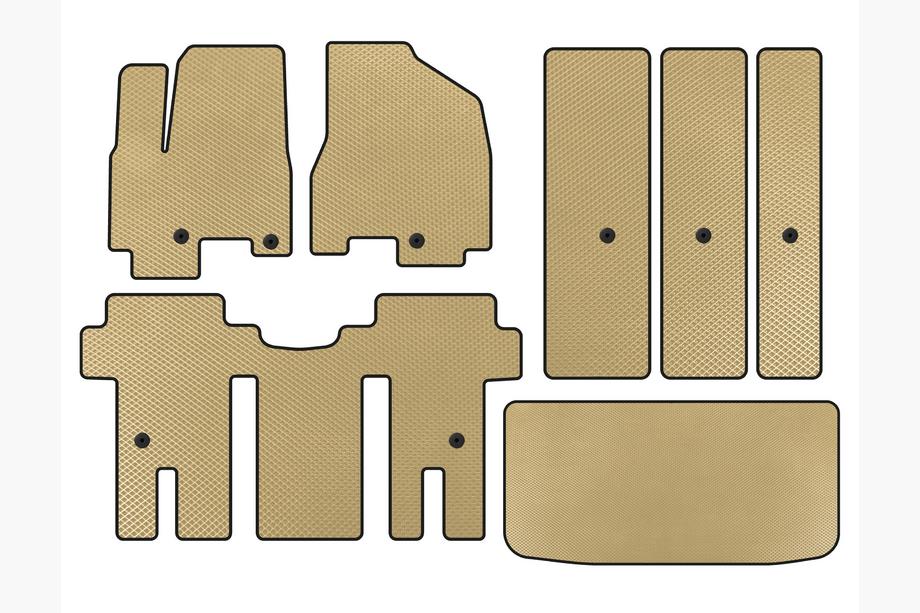Kia Carnival 2014-2020 EVA Floor Mats (full interior, Beige) Image