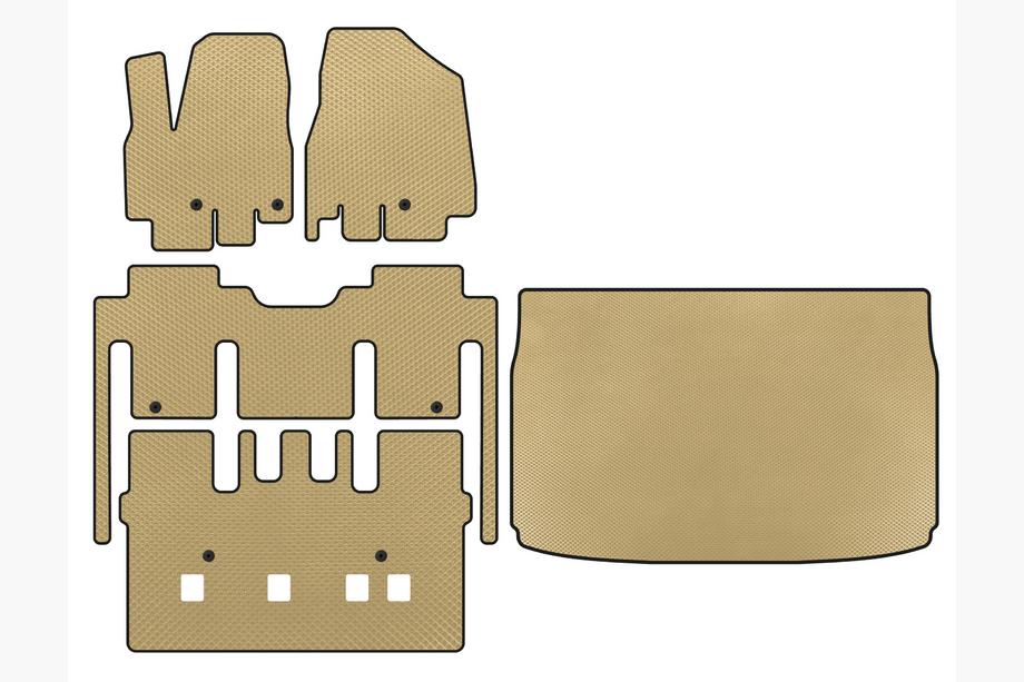 Kia Sedona 2014-2020 EVA Floor Mats (full interior, 8-seater, Beige) Image
