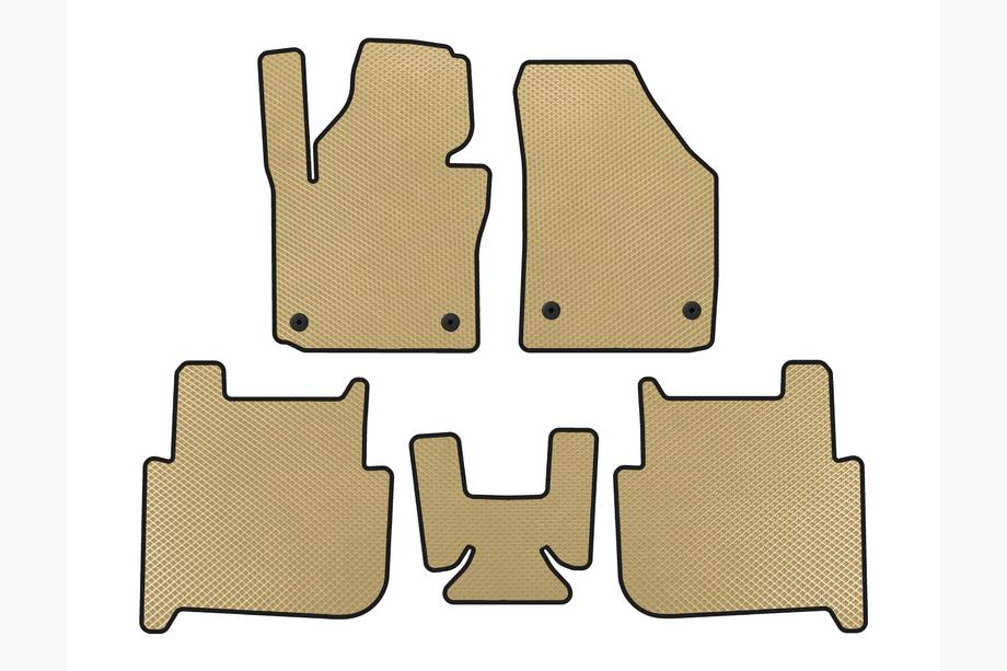 Volkswagen Touran 2003-2010 EVA Floor Mats (2 Rows, 2006-2010, 7-Seater, Beige) Image