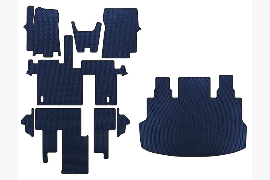 Hyundai Staria 2021- EVA Floor Mats (full interior, 1+1, 5/9-seater, Blue) Image