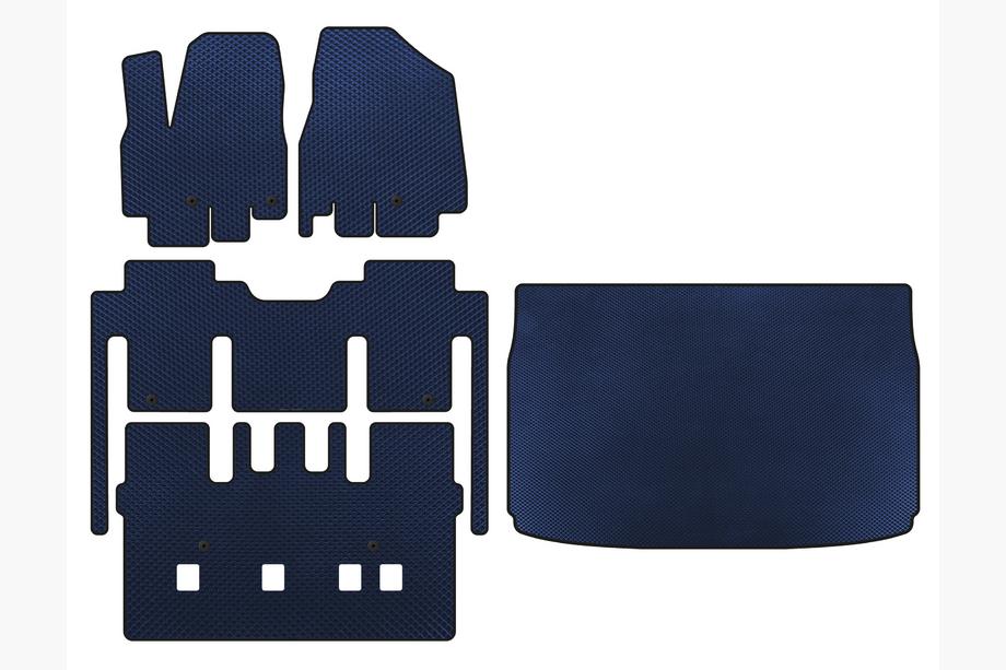 Kia Sedona 2014-2020 EVA Floor Mats (full interior, 8-seater, Blue) Image