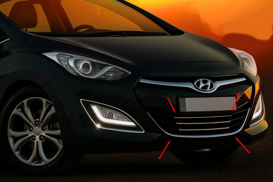 Hyundai I-30 2012-2017 Covers for lower grille and surround STYLE (stainless steel) Photo 1