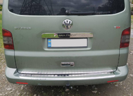 Volkswagen T5 Multivan 2003–2010 Rear bumper protector with lip (Omsa, stainless steel) Black Chrome photo 1