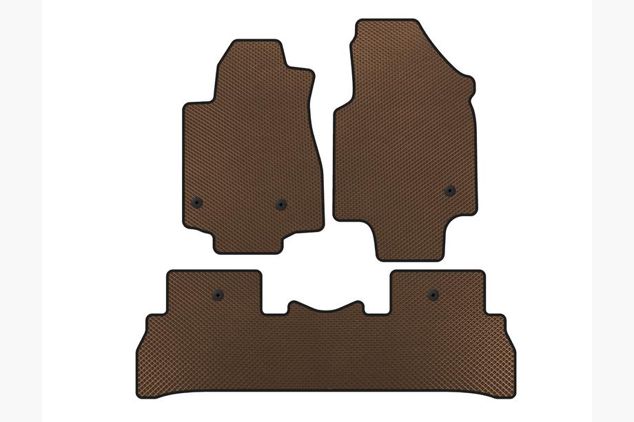 Honda Pilot 2008-2015 EVA Floor Mats (2008-2012, 7-Seater, Brown) Image