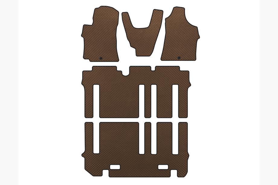 Hyundai H300, H1, Starex 2008-2020 EVA Floor Mats (full interior, Brown) Image