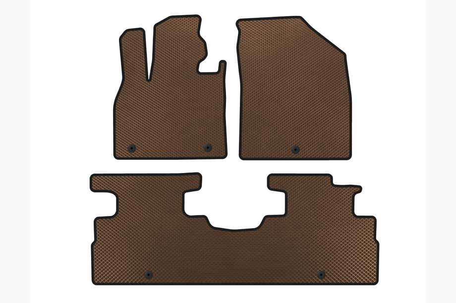 Hyundai Palisade 2018-2025 EVA Floor Mats (2 Rows, 7-Seater, Brown) Image