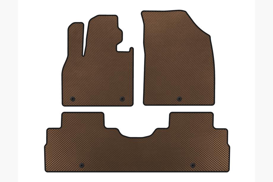 Hyundai Palisade 2018-2025 EVA Floor Mats (2 Rows, 8-Seater, Brown) Image