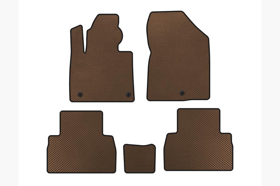 Hyundai Santa Fe 4 2018-2023 EVA Floor Mats (2018-2020, Brown) Image