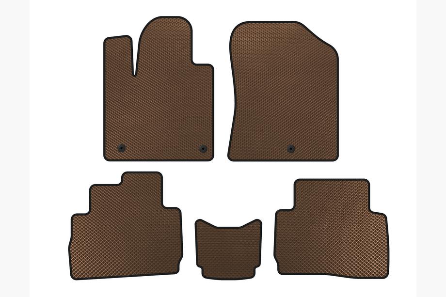 Hyundai Santa Fe 4 2018-2023 EVA Floor Mats (2020-2023, Brown) Photo 1